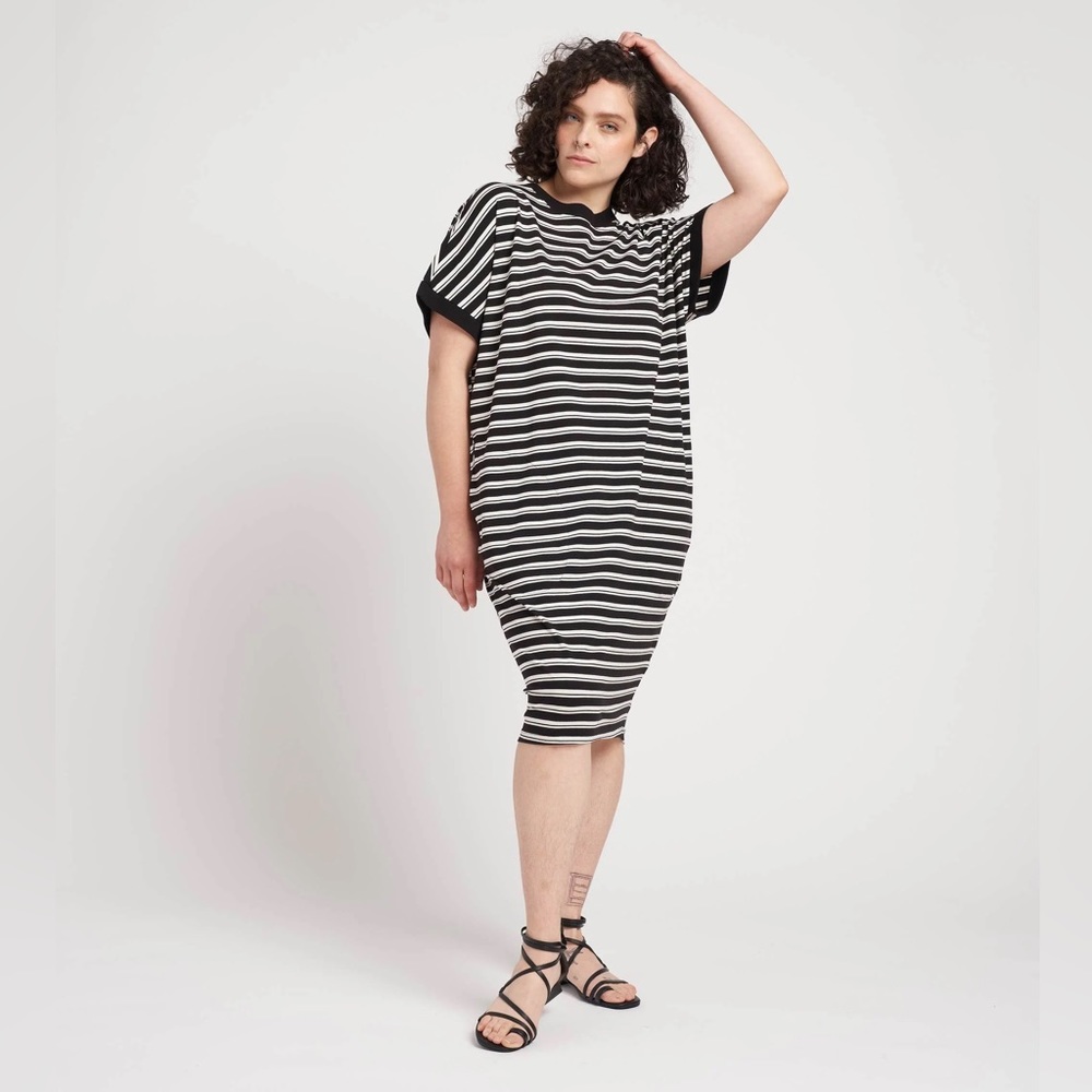 Universal Standard Elizabeth Easy Dress black/white striped XS 10/12